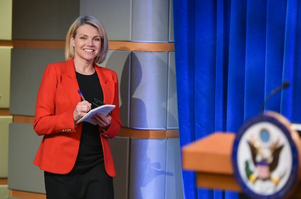 US State Department spokesperson Heather Nauert arrives for the release of the 2017 Annual Report on International Religious Freedom on May 29, 2018, in the Press Briefing Room at the US Department of State in Washington, DC. Mandel Ngan US State Department spokesperson Heather Nauert arrives for the release of the 2017 Annual Report on International Religious Freedom on May 29, 2018, in the Press Briefing Room at the US Department of State in Washington, DC. Mandel Ngan - Sputnik International