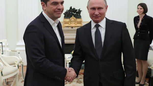 December 7, 2018. Russian President Vladimir Putin and Greek Prime Minister Alexis Tsipras (left) during the meeting. - Sputnik International