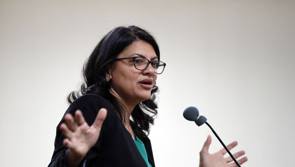 Rashida Tlaib, Democratic candidate for Michigan's 13th Congressional District, speaks at a rally in Dearborn, Mich., Friday, Oct. 26, 2018. - Sputnik International