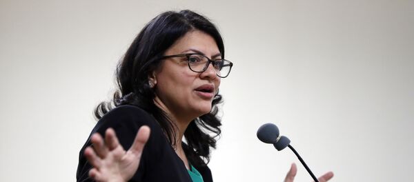 Rashida Tlaib, Democratic candidate for Michigan's 13th Congressional District, speaks at a rally in Dearborn, Mich., Friday, Oct. 26, 2018. Rashida Tlaib, Democratic candidate for Michigan's 13th Congressional District, speaks at a rally in Dearborn, Mich., Friday, Oct. 26, 2018. - Sputnik International
