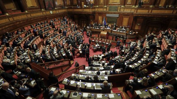 Lawmakers sit during the vote to elect Senate's president, in Rome, Friday, March 23, 2018. Italian lawmakers have formally reconvened parliament following inconclusive March 4 elections without any accord in sight as to the formation of a new government - Sputnik International