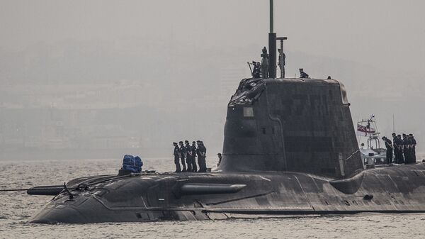 In this Wednesday July 20, 2016, British Royal Navy submarine HMS Ambush's arrives into the Naval Base at Gibraltar. A British Royal Navy submarine has been forced into port after colliding with a merchant vessel off the coast of Gibraltar - Sputnik International