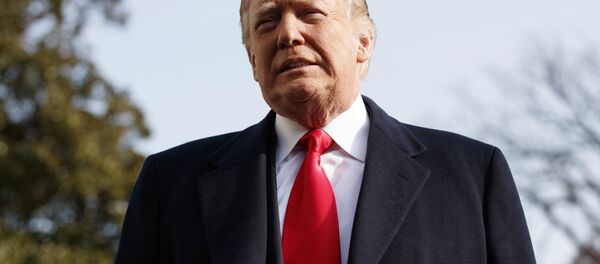 US President Donald Trump pauses as he talks to media before boarding Marine One on the South Lawn of the White House in Washington, Dec. 8, 2018 - Sputnik International