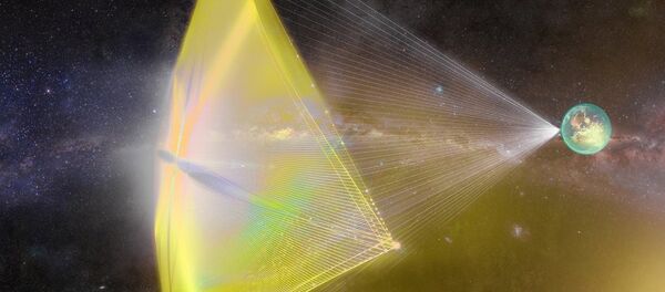 An illustration of a Breakthrough Starshot ‘nanocraft’ being propelled toward the Alpha Centauri star system with a powerful laser beam - Sputnik International