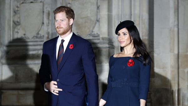 Prince Harry and Meghan, Duchess of Sussex leave Westminster Abbey after attending the Remembrance Sunday ceremony at Westminster Abbey in London, Sunday, Nov. 11, 2018.  - Sputnik International
