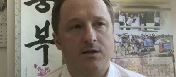 In this image made from video taken on March 2, 2017, Michael Spavor, director of Paektu Cultural Exchange, talks during a Skype interview in Yangi, China In this image made from video taken on March 2, 2017, Michael Spavor, director of Paektu Cultural Exchange, talks during a Skype interview in Yangi, China - Sputnik International