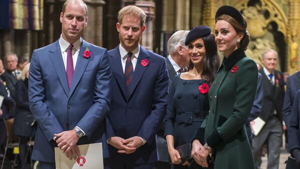 The Duke and Duchess of Cambridge and the Duke and Duchess of Sussex attend a National Service to mark the centenary of the Armistice at Westminster Abbey, London, Sunday November 11, 2018 - Sputnik International