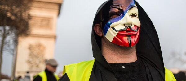 A protester takes part in a demonstration of the yellow vests movement in Paris, France. A protester takes part in a demonstration of the yellow vests movement in Paris, France. - Sputnik International