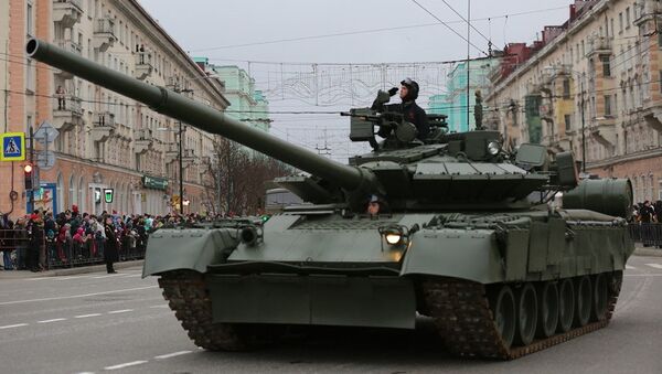 T-80BVM. General rehearsal of the military parade in Murmansk - Sputnik International