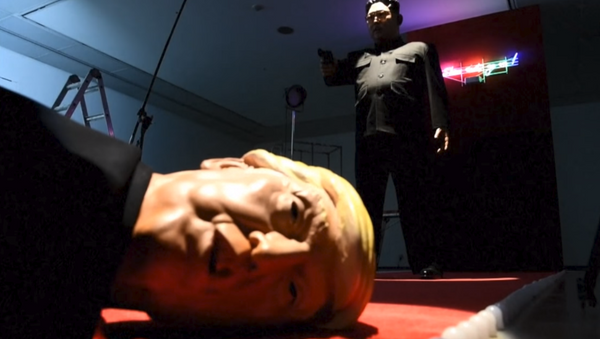 Art installation depicts North Korean leader Kim Jong Un shooting US President Donald Trump - Sputnik International