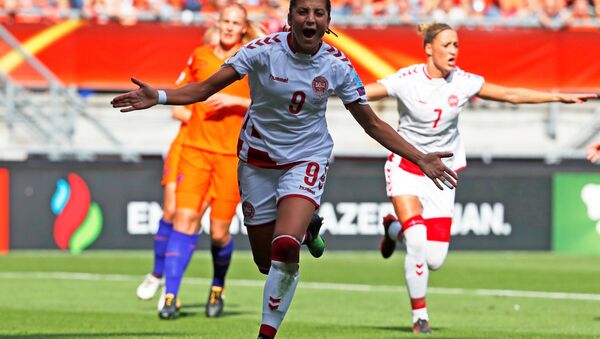 FILE PHOTO: Soccer Football - Netherlands vs Denmark - Women's Euro 2017 Final - Enschede, Netherlands - August 6, 2017 Denmark's Nadia Nadim celebrates scoring their first goal - Sputnik International