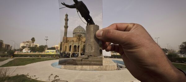 A general view of Firdous Square at the site of an Associated Press photograph taken by Jerome Delay as the statue of Saddam Hussein is pulled down by U.S. forces and Iraqis on April 9, 2003. A general view of Firdous Square at the site of an Associated Press photograph taken by Jerome Delay as the statue of Saddam Hussein is pulled down by U.S. forces and Iraqis on April 9, 2003. - Sputnik International