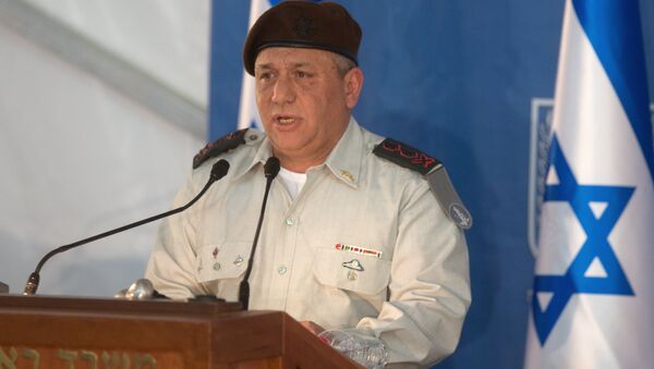 Israel's new Chief of Staff Gadi Eisenkot delivers a speech during his swearing-in ceremony at the Prime Minister's Jerusalem offices on February 16, 2015 - Sputnik International