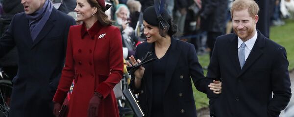Britain's Prince William, left, Kate, Duchess of Cambridge, second left, Meghan Duchess of Sussex and Prince Harry, right, arrive to attend the Christmas day service at St Mary Magdalene Church in Sandringham in Norfolk, England, Tuesday, Dec. 25, 2018. Britain's Prince William, left, Kate, Duchess of Cambridge, second left, Meghan Duchess of Sussex and Prince Harry, right, arrive to attend the Christmas day service at St Mary Magdalene Church in Sandringham in Norfolk, England, Tuesday, Dec. 25, 2018. - Sputnik International