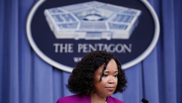 Pentagon chief spokesperson Dana W. White pauses while speaking during a media availability at the Pentagon. - Sputnik International