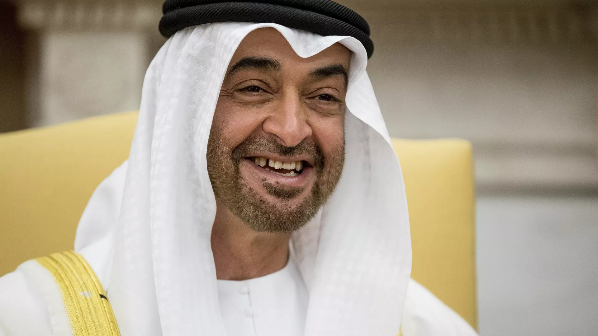 Abu Dhabi Crown Prince Sheikh Mohammed bin Zayed Al Nahyan smiles during a meeting with US President Donald Trump - Sputnik International, 1920, 08.01.2024