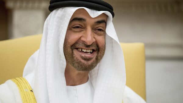 Abu Dhabi Crown Prince Sheikh Mohammed bin Zayed Al Nahyan smiles during a meeting with US President Donald Trump - Sputnik International