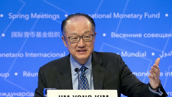 World Bank President Jim Yong Kim speaks during a news conference at the World Bank/IMF Spring Meetings, in Washington, Thursday, April 19, 2018. - Sputnik International