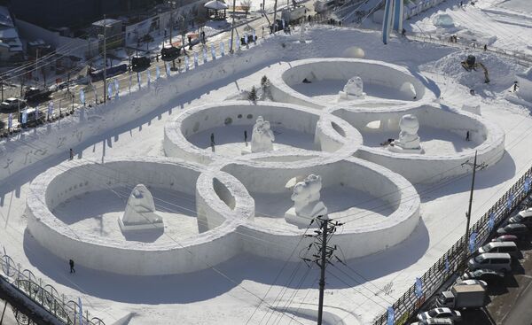 Olympic Rings Made Out of Snow in South Korea - Sputnik International