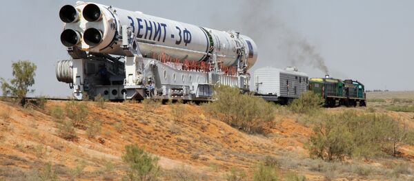 Transferring Zenit-3M rocket with Fregat-Sb upper stage and Spektr-R Russian astrophysical observatory to the launch complex of Baikonur Cosmodrome. Transferring Zenit-3M rocket with Fregat-Sb upper stage and Spektr-R Russian astrophysical observatory to the launch complex of Baikonur Cosmodrome. - Sputnik International