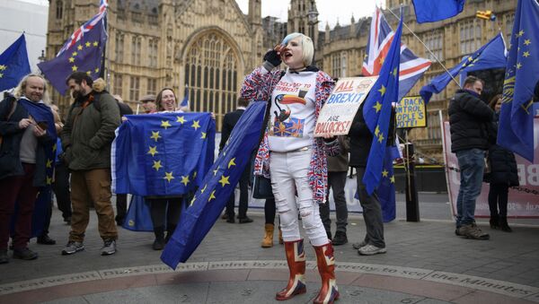 Участники акции против Brexit у здания парламента Великобритании в Лондоне - Sputnik International