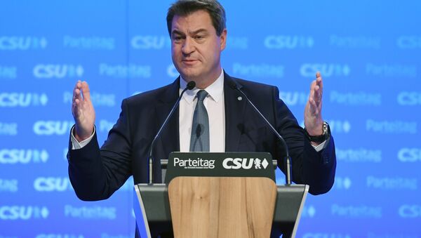 Bavaria's State Premier Markus Soeder of Germany's conservative Christian Social Union (CSU) party, gives a speech during his party's congress on January 19, 2019 in Munich, southern Germany. - Sputnik International