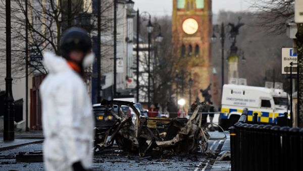 The scene of a suspected car bomb is seen in Londonderry, Northern Ireland January 20, 2019 - Sputnik International