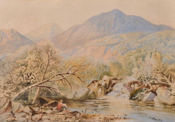 Alpine landscape drawing-watercolor, 22,6 cm x 32,7 cm, Adolf Hitler, signed and dated lower right 1910, with a certificate of authenticity from November 25, 2017 Alpine landscape drawing-watercolor, 22,6 cm x 32,7 cm, Adolf Hitler, signed and dated lower right 1910, with a certificate of authenticity from November 25, 2017 - Sputnik International