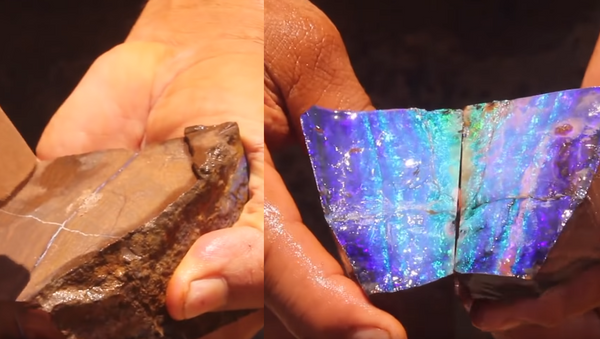 Australian Opal Miner Exposes Natural Beauty Hidden in Boulder - Sputnik International