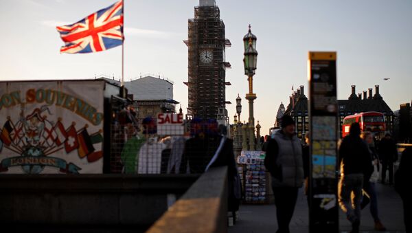 A Union flag flies from a pole in front of the Elizabeth Tower, commonly known as Big Ben, near the Houses of Parliamnet in central London on January 28, 2019 - Sputnik International