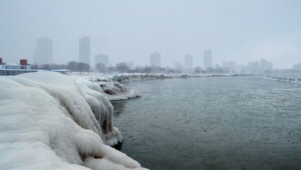 The city skyline is seen from the North Avenue Beach at Lake Michigan as bitter cold phenomenon called the polar vortex has descended on much of the central and eastern United States - Sputnik International