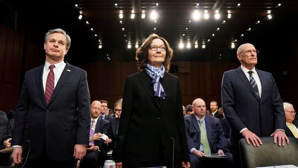 FBI Director Christopher Wray; CIA Director Gina Haspel and Director of National Intelligence Dan Coats arrive with other U.S. intelligence community officials to testify before a Senate Intelligence Committee hearing on worldwide threats on Capitol Hill in Washington, U.S., January 29, 2019. - Sputnik International