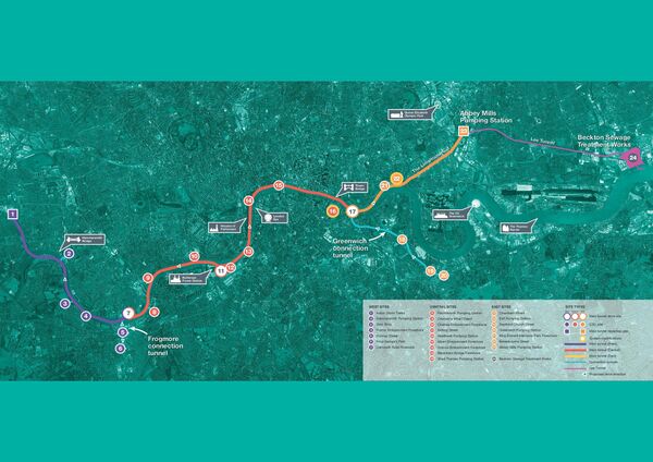 A map showing the Thames Tideway, which begins in Acton in west London and ends up at Abbey Mills sewage works in east London A map showing the Thames Tideway, which begins in Acton in west London and ends up at Abbey Mills sewage works in east London - Sputnik International