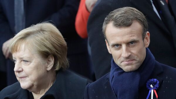 French President Emmanuel Macron and German Chancellor Angela Merkel - Sputnik International
