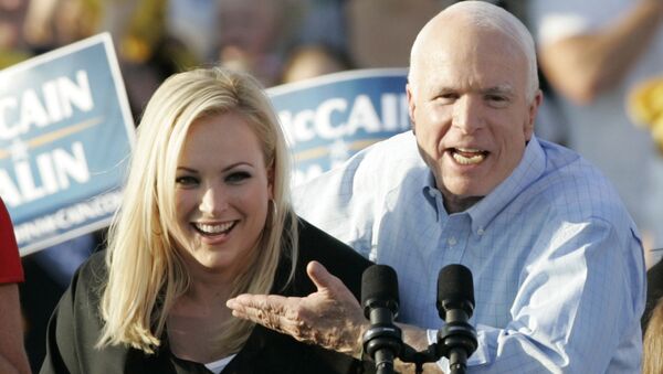 In this Aug. 30, 2008, file photo, former Republican presidential candidate, Sen. John McCain, right, introduces his daughter Meghan at a campaign stop in Washington, Pa. John McCain, the war hero who became the GOP's standard-bearer in the 2008 election, died Saturday, Aug. 25, 2018. He was 81. - Sputnik International
