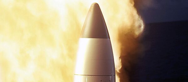 Standard Missile Three (SM-3) being launched from the vertical launch system (VLS) Mk-41 Standard Missile Three (SM-3) being launched from the vertical launch system (VLS) Mk-41 - Sputnik International