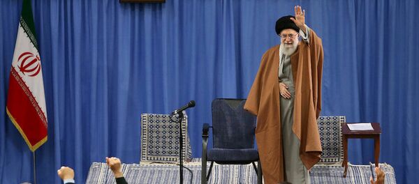 Iranian Supreme Leader Ayatollah Ali Khamenei arrives to deliver a speech during a meeting with Iranians from the East Azerbaijan province, in Tehran, Iran February 18, 2019 - Sputnik International