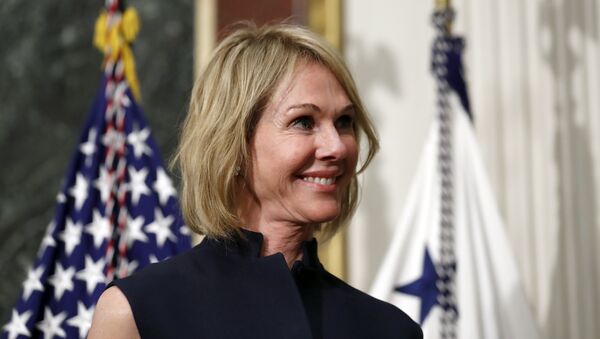 U.S. Ambassador to Canada Kelly Knight Craft stands during her swearing in ceremony in the Indian Treaty Room in the Eisenhower Executive Office Building on the White House grounds, Tuesday, Sept. 26, 2017, in Washington.  - Sputnik International