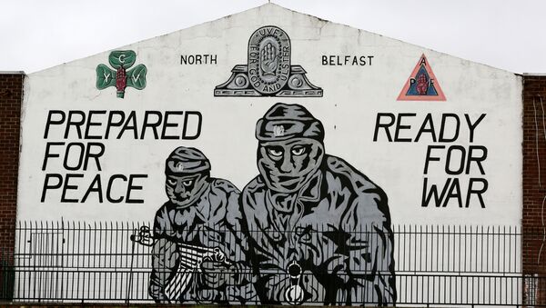 A mural supporting the loyalist Ulster Volunteer Force (UVF) is seen in north Belfast, on the 20th anniversary of the Good Friday Agreement on April 10, 2018. - Sputnik International