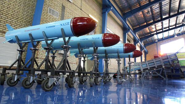 Nasr 1 (Victory) missiles are displayed during the inauguration ceremony of the Nasr 1 cruise missile production facility - Sputnik International