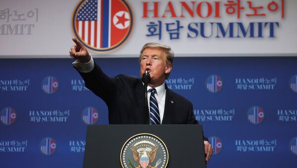 U.S. President Donald Trump holds a news conference after his summit with North Korean leader Kim Jong Un at the JW Marriott hotel in Hanoi, Vietnam, February 28, 2019 - Sputnik International