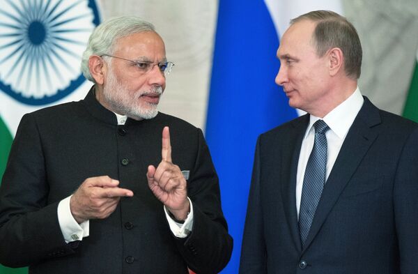 Russian President Vladimir Putin and Indian Prime Minister Narendra Modi Russian President Vladimir Putin and Indian Prime Minister Narendra Modi - Sputnik International