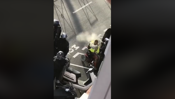 French Cops Pepper-Spray Yellow Vest Protester in Wheelchair - Sputnik International