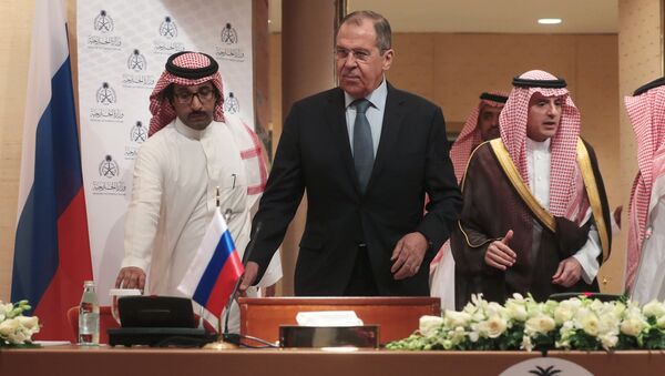 Russian Foreign Minister Sergey Lavrov with his Saudi counterpart Adel al-Jubeir during their meeting in Riyadh, Saudi Arabia - Sputnik International