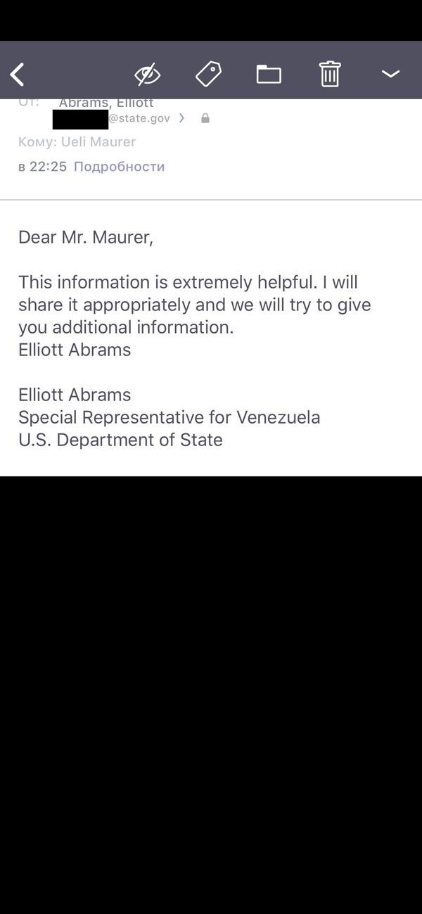 A response by Elliott Abrams to pranksters Vladimir 'Vovan' Kuznetsov and Alexei 'Lexus' Stolyarov under disguise of the President of the Swiss Confederation and the Head of the Department of Finance Ueli Maurer - Sputnik International