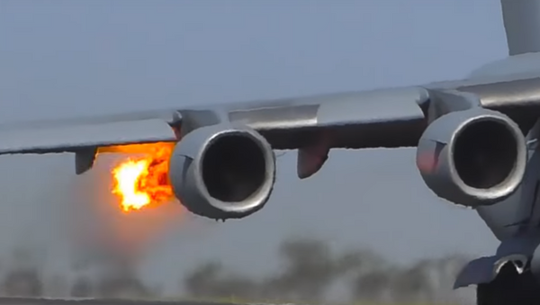 C-17 Globemaster III aborts takeoff procedures after bird strike at the Australian International Air Show - Sputnik International