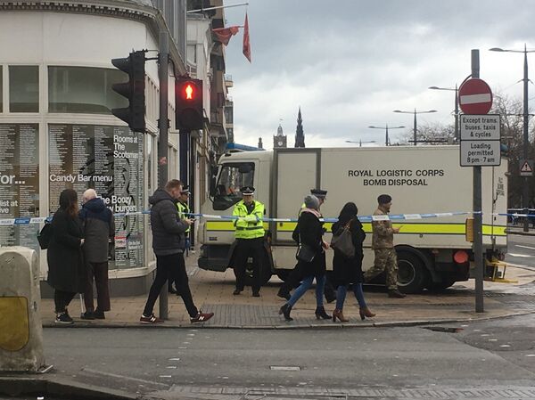 Prince's Street in Edinburgh cordoned off by the police. Prince's Street in Edinburgh cordoned off by the police. - Sputnik International
