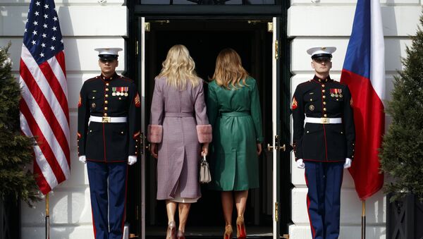 Monika Babisova, wife of Czech Prime Minister Andrej Babis, left, and first lady Melania Trump walk into the White House, Thursday, March 7, 2019, in Washington - Sputnik International