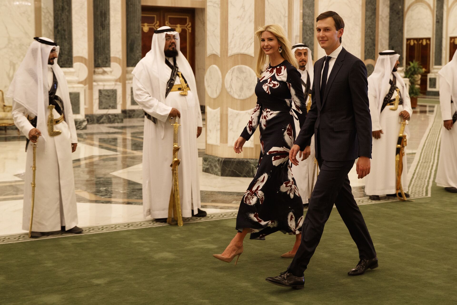 In this Saturday, May 20, 2017, file photo, White House senior adviser Jared Kushner, right, walks with Ivanka Trump at the Royal Court Palace, in Riyadh, Saudi Arabia. - Sputnik International, 1920, 06.10.2021