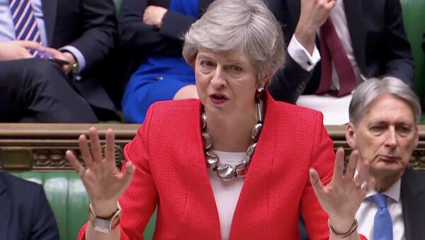 Britain's Prime Minister Theresa May speaks in Parliament in London, Britain, March 12, 2019, in this screen grab taken from video. - Sputnik International
